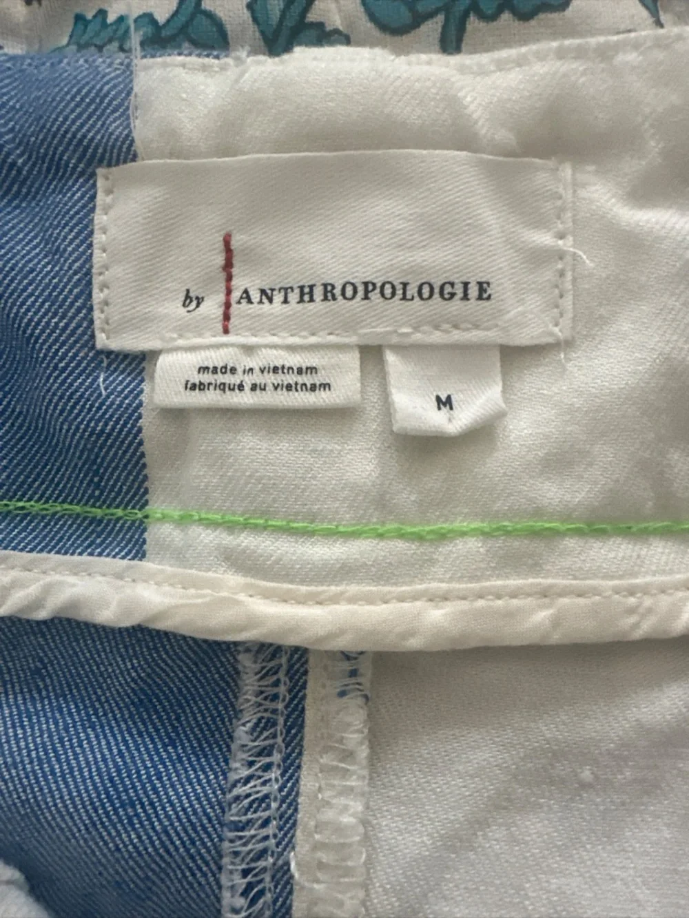 Anthropologie Colette Linen Maxi Skirt Stripes Patch Pockets Blue Slit Sz Medium - Picture 9 of 11